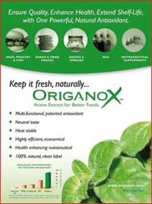 <i>Origanox<sup>TM</sup></i>, de la empresa Frutarom, representada por <b>Brenntag</b>, es un extracto de plantas patentado, derivado de las especies de hierbas comestibles <i>Origanum vulgare</i> y <i>Melissa officinalis</i>. 