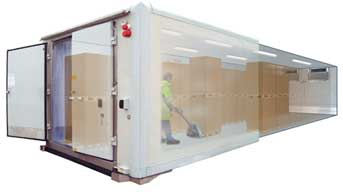 Cámaras frigoríficas portátiles <i>super Box</i> de <b>Dawsongroup</b> que están disponibles en diversos tamaños.
