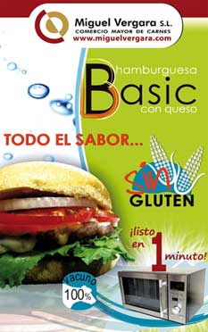 <b>Miguel Vergara</b> presenta la <i>hamburguesa Basic sin gluten</i>.