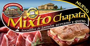 <b>Casa Tarradellas</b> lanza al mercado su primer bocadillo hecho con pan de chapata: el Mixto Chapata Jamón Serrano y Queso. 
